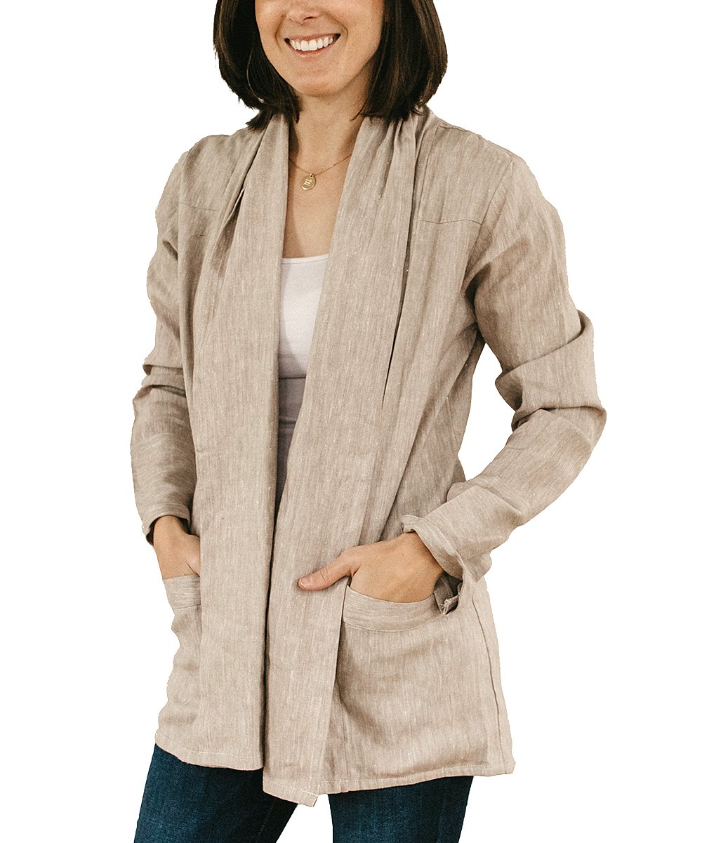 Organic Linen Cotton Cord Long Cardigan | EILEEN FISHER